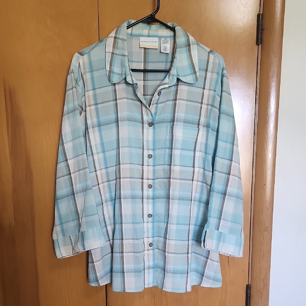 Alfred Dunner Blue Plaid Blouse